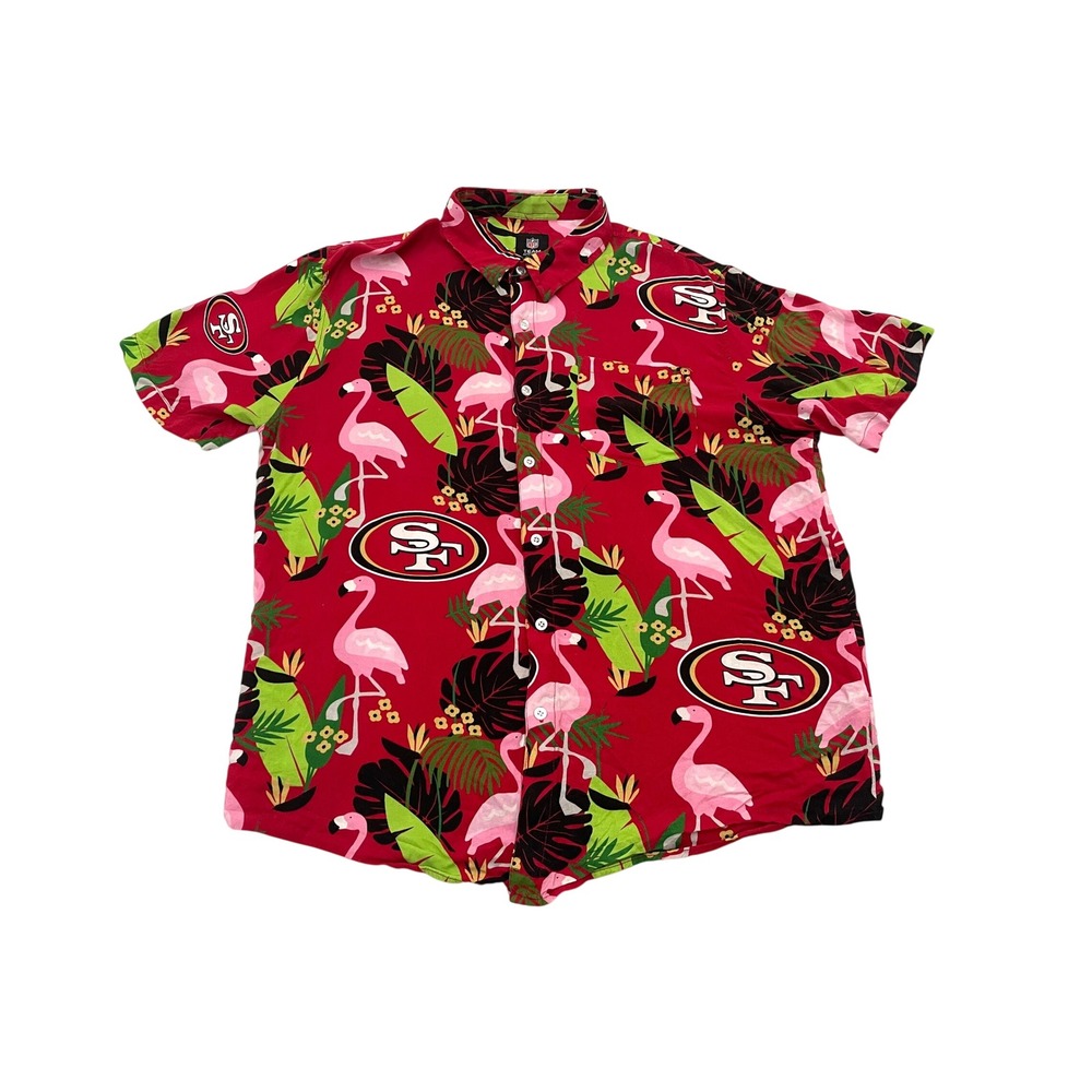 San Francisco 49ers Hawaiian Shirt Men's Large Red NFL Team Apparel READ